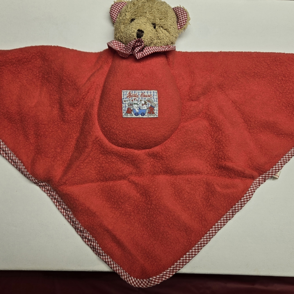 Red and Brown Plush Teddy Bear Blanket
